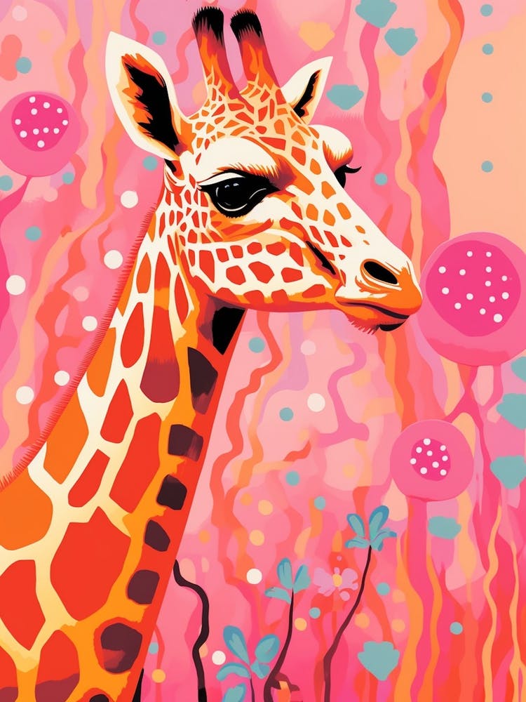 Giraffe Portrait With Patterns 4