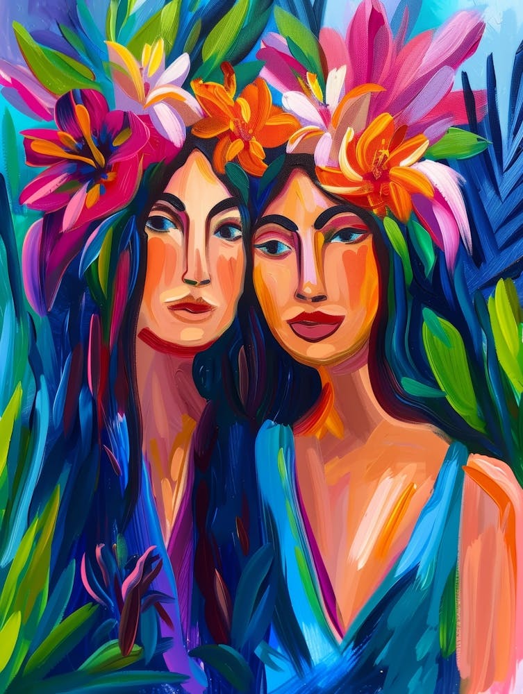 Two Women In Flower Crowns