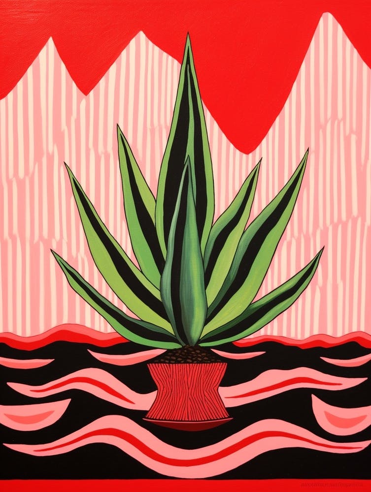 Illustration de plante rose et rouge Haworthia 1