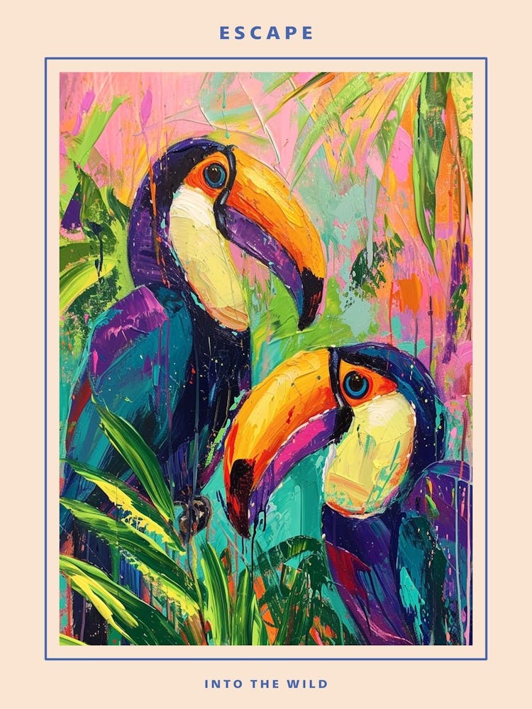 Colourful Toucan Brushstrokes Poster