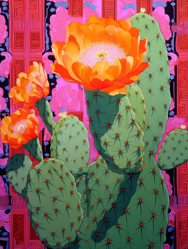 Mexican Style Cactus Illustration Opuntia Fragilis Cactus 3