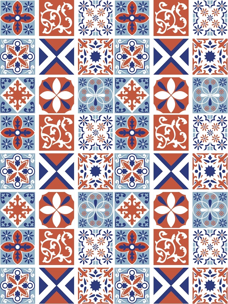 Azulejo - vector tiles, Portuguese tiles, Tile Pattern 1