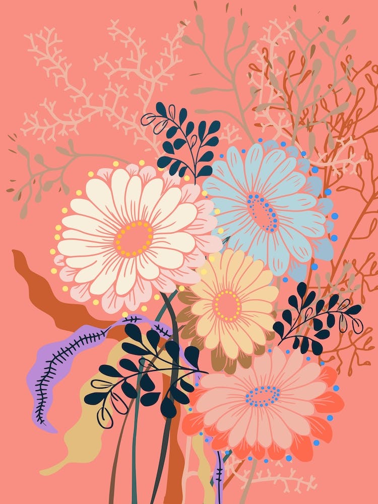 Springtime Daisies Peachy Pink