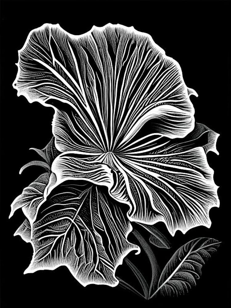 Petunia Leaf Linocut 2