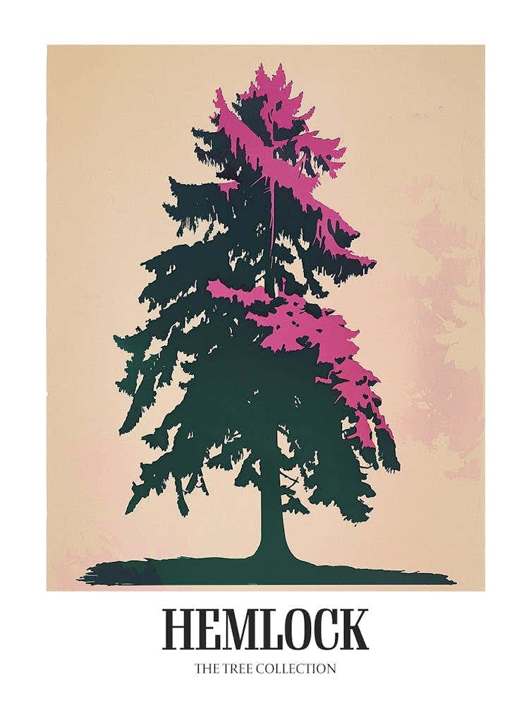 Hemlock Tree Colourful Illustration 4 Poster