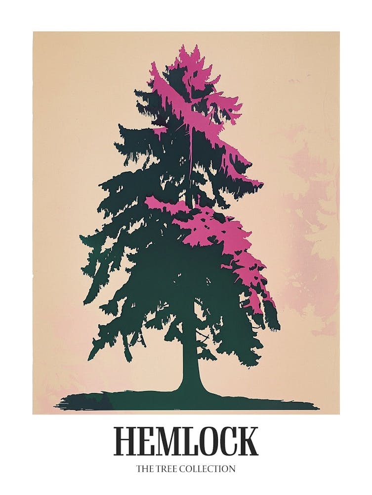 Hemlock Tree Colourful Illustration 4 Poster