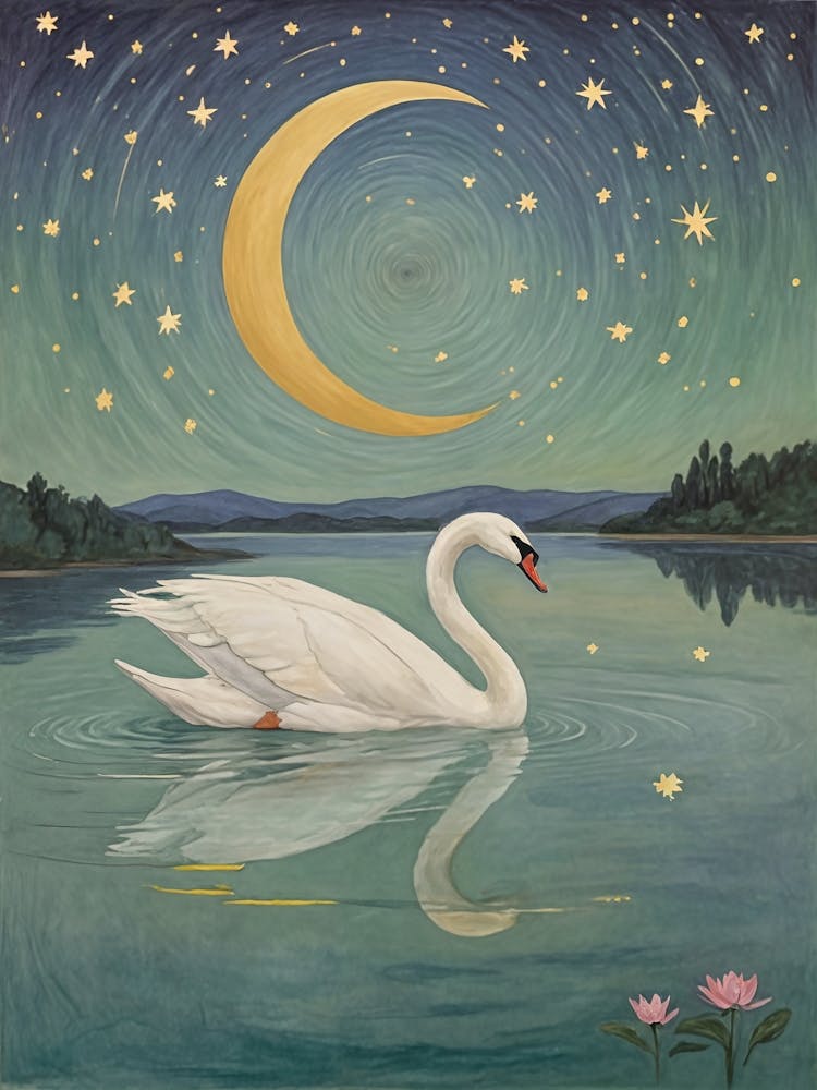 Graceful Swan In The Moonlight no2