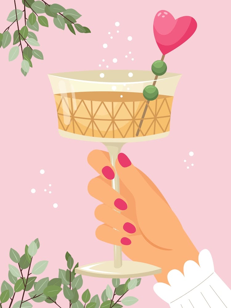 Love Champagne Valentines Pink