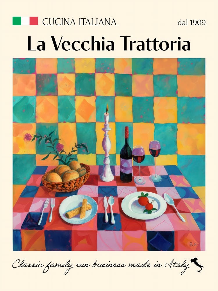 La Vecchia Trattoria Trattoria Italian Poster Food Kitchen