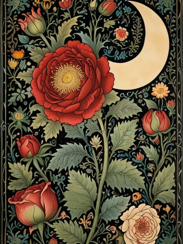 William Morris Moon And Roses 1