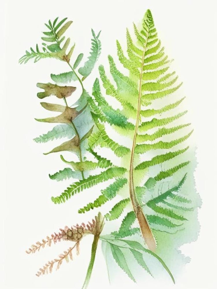 Sensitive Fern Wildflower Watercolour 1