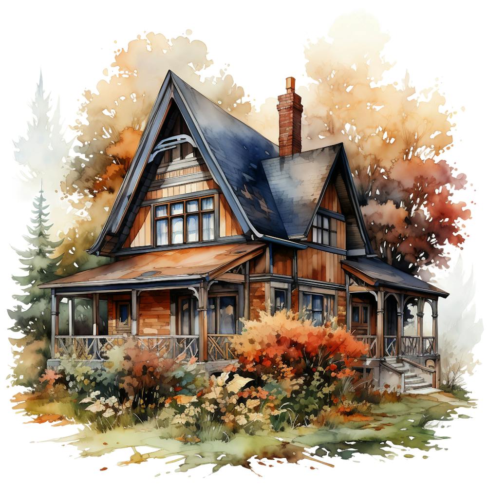 Watercolor Of A House 1