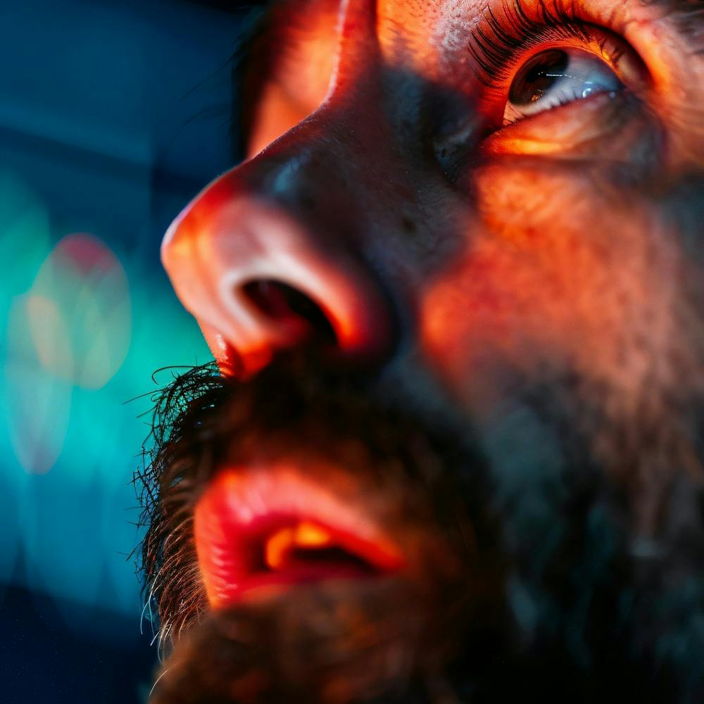 Close Up Portrait Of A Man With Beard