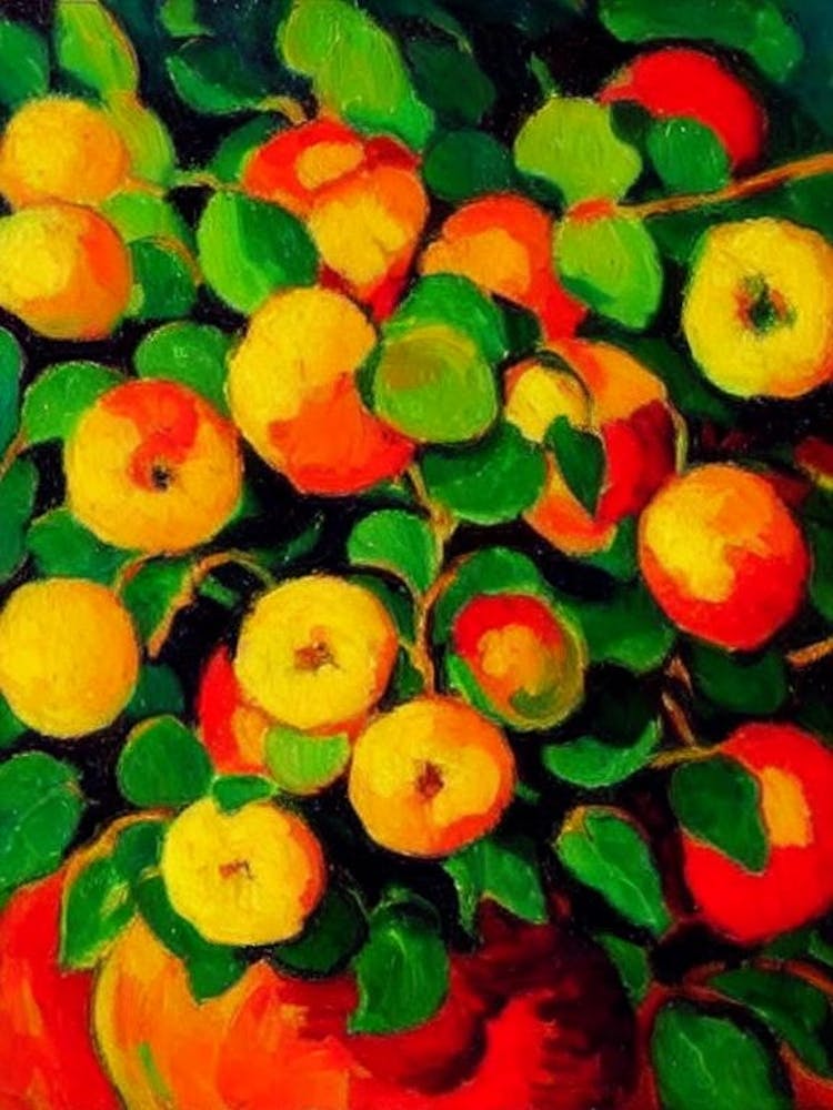 Rose Apple Fruit Vibrant Matisse Inspired Painting Fruit