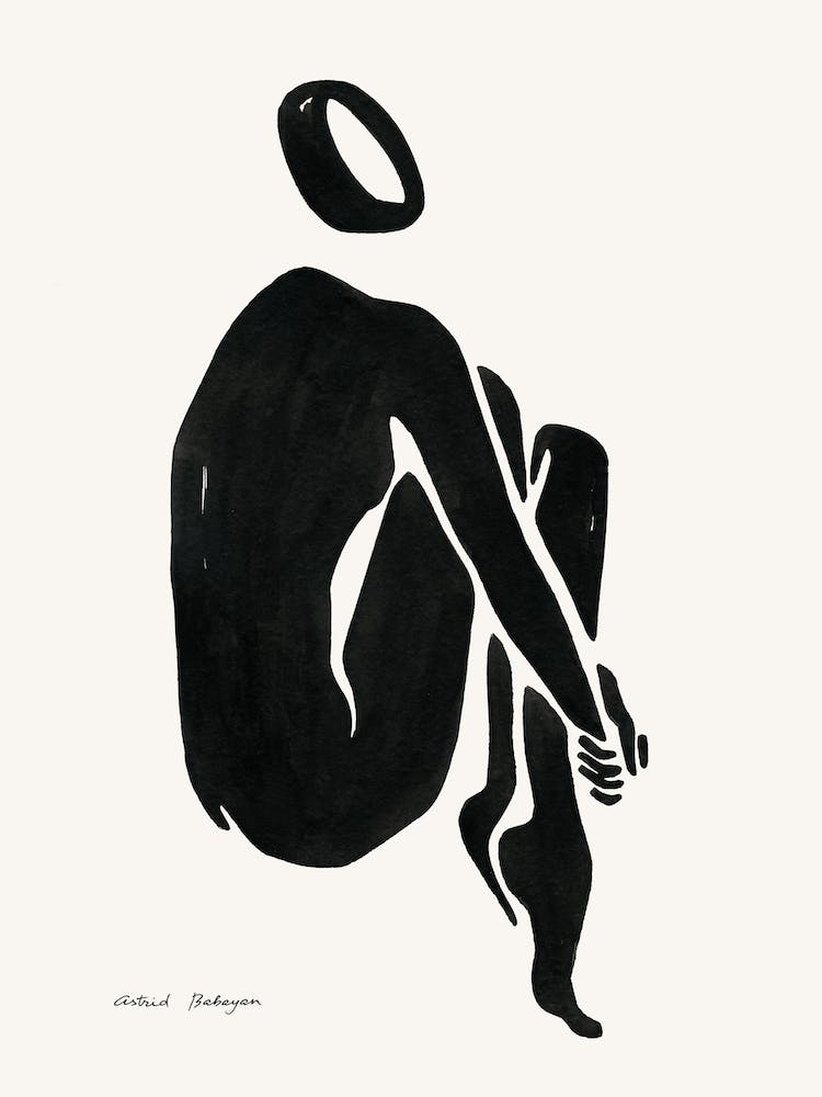 Minimal Black Nude Painting Cross Arms & Legs