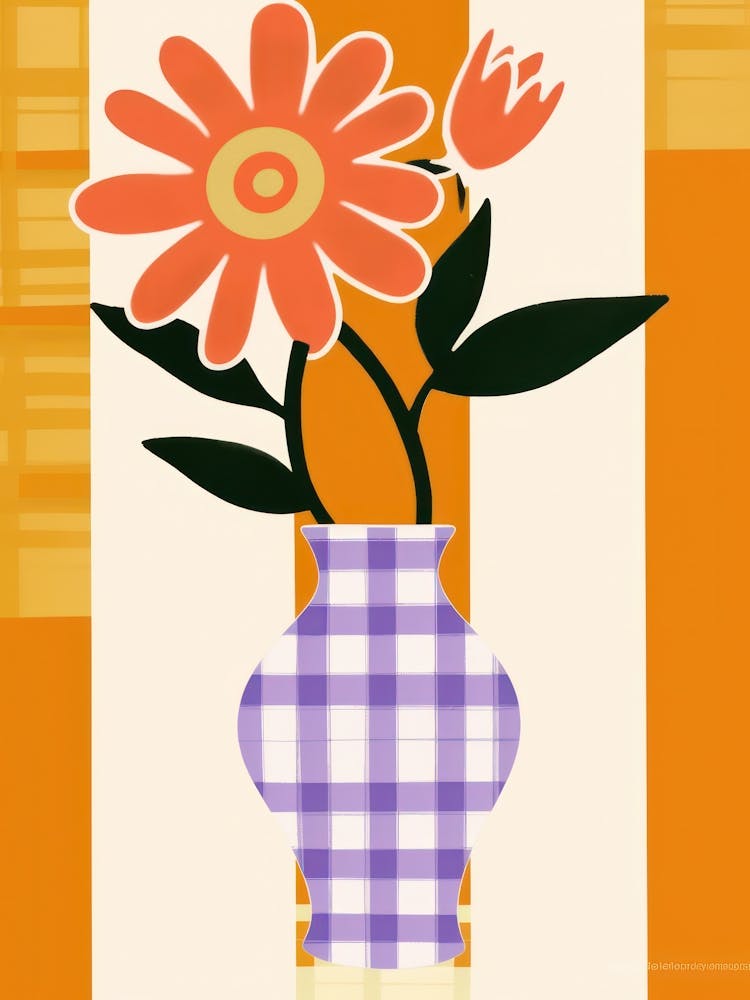 Wild Flowers Orange Tones In Vase 4