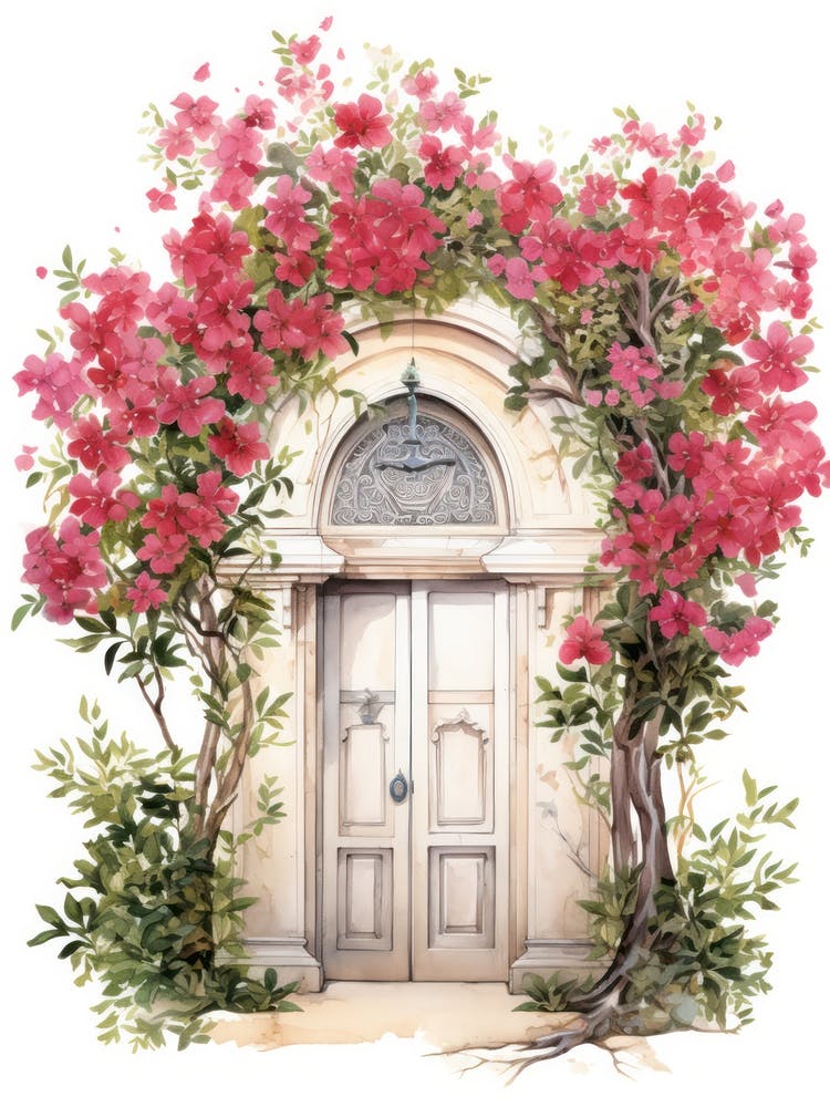 Beirut, Lebanon   Mediterranean Doors Watercolour Painting 2