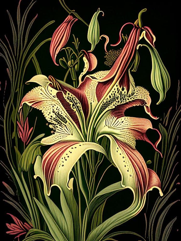 Lilium Floral 2 Botanical Vintage Poster Flower