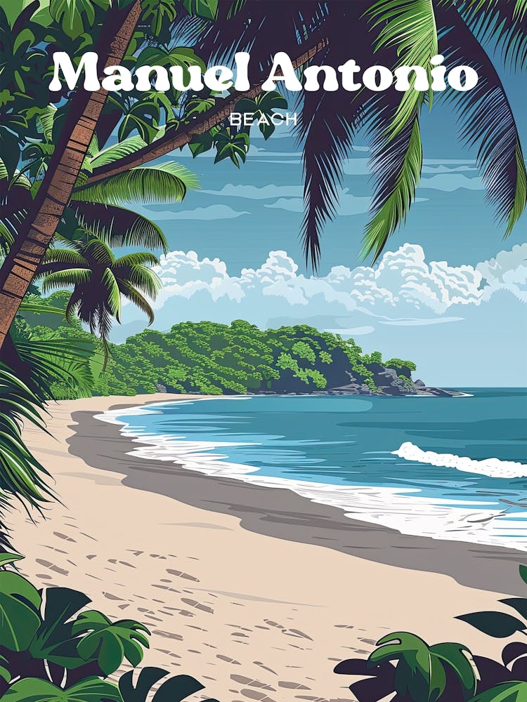 Manuel Antonio Beach Tropical Forest Travel Illustration