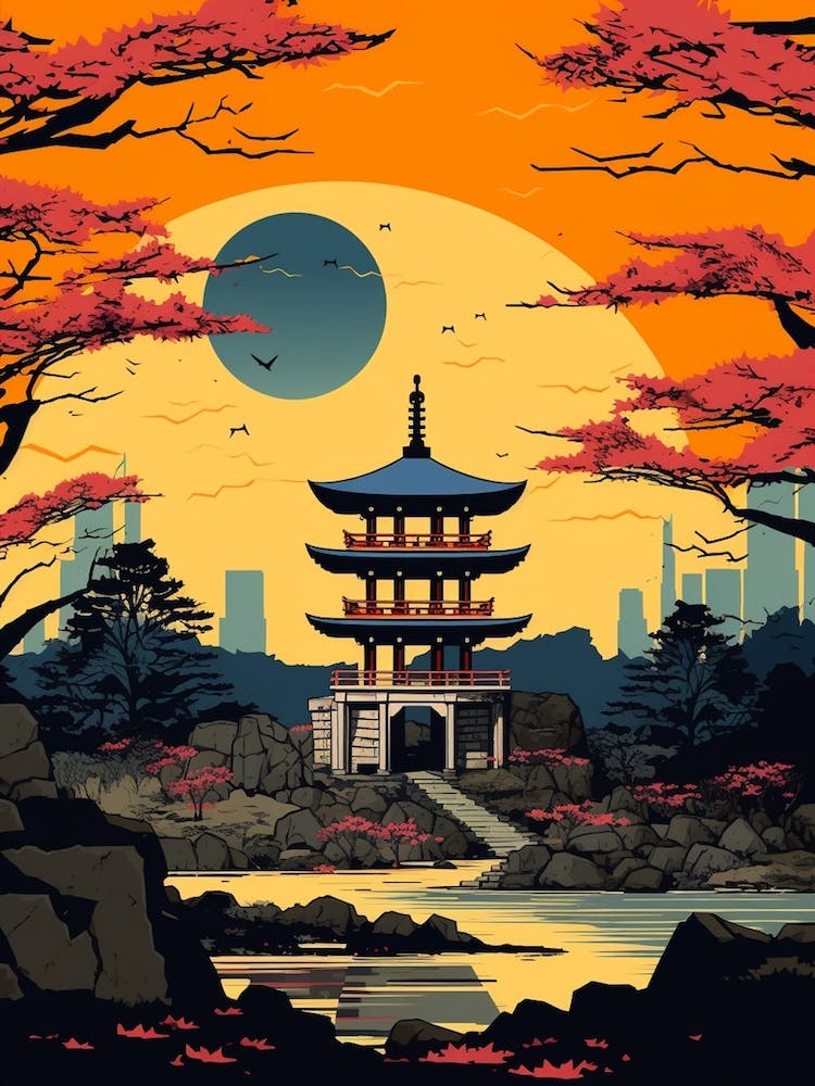 Hiroshima Peace Memorial Park, Japan Vintage Reisekunst 1