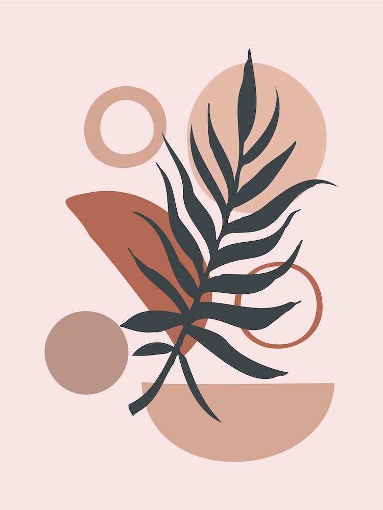 One Line Leaf and Shape Illustration