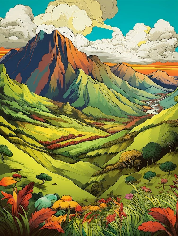 Rainbow Mountain Peru 1 Vintage Reiseillustration