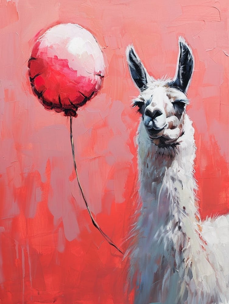Cute Llama 1 With Balloon