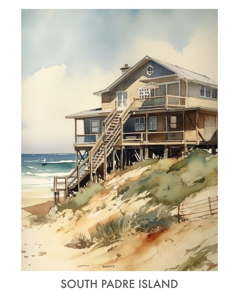 South Padre Island Aquarell 3 Reiseplakat