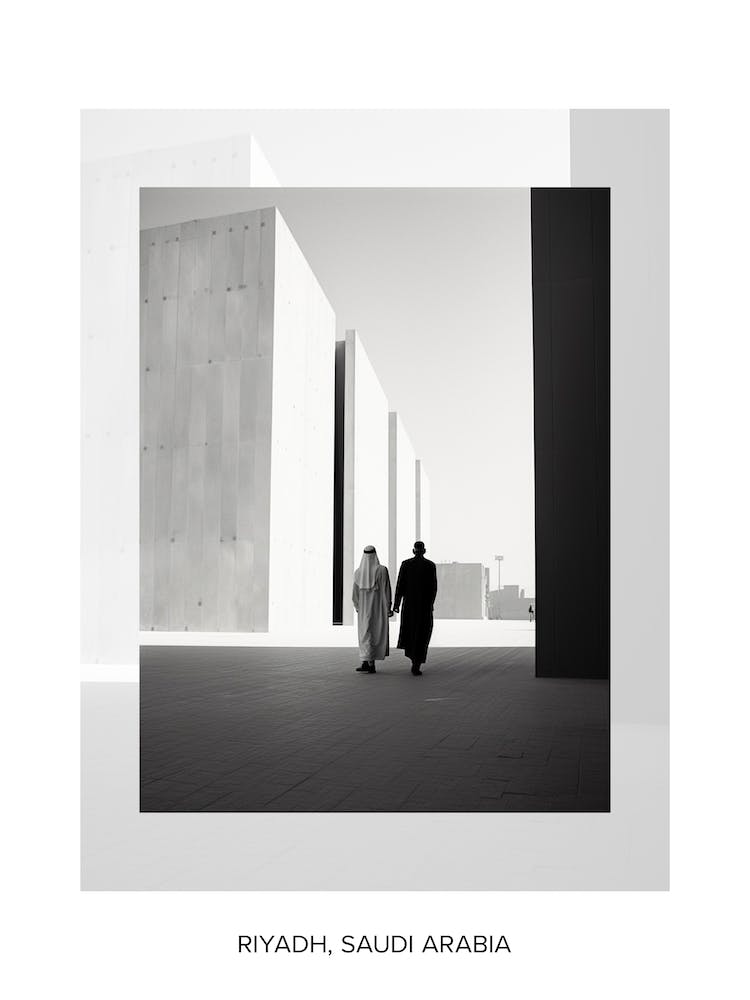 Poster Of Riyadh, Saudi Arabia, Black And White Old Photo 2