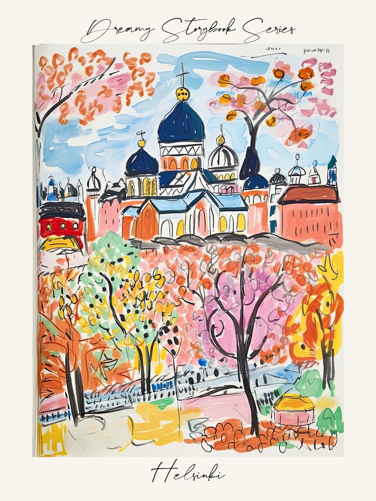 Poster von Helsinki, Verträumte Märchenbuchillustration 2