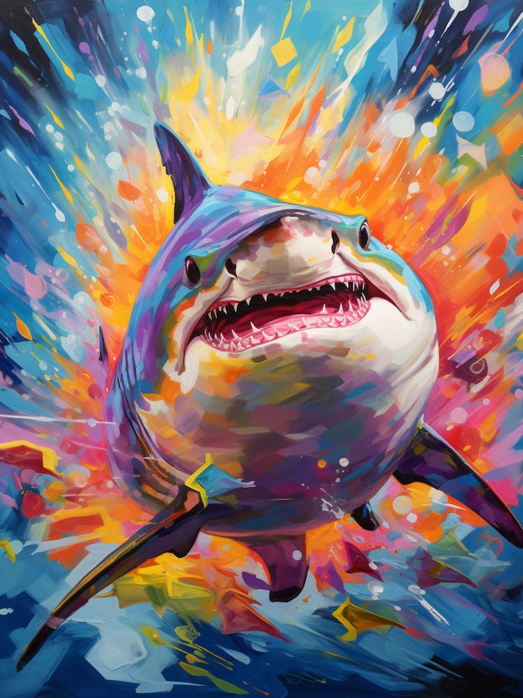 A Bull Shark Vibrant Paint Splash 3