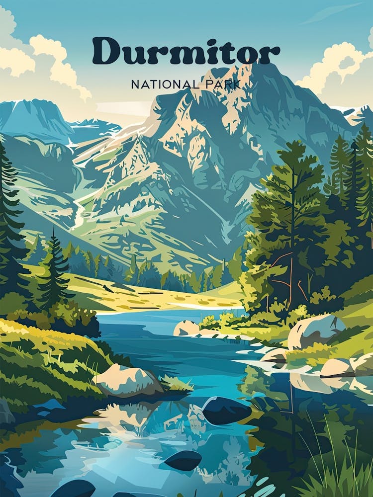 Durmitor National Park Montenegro Outdoor Digital Travel Illustration