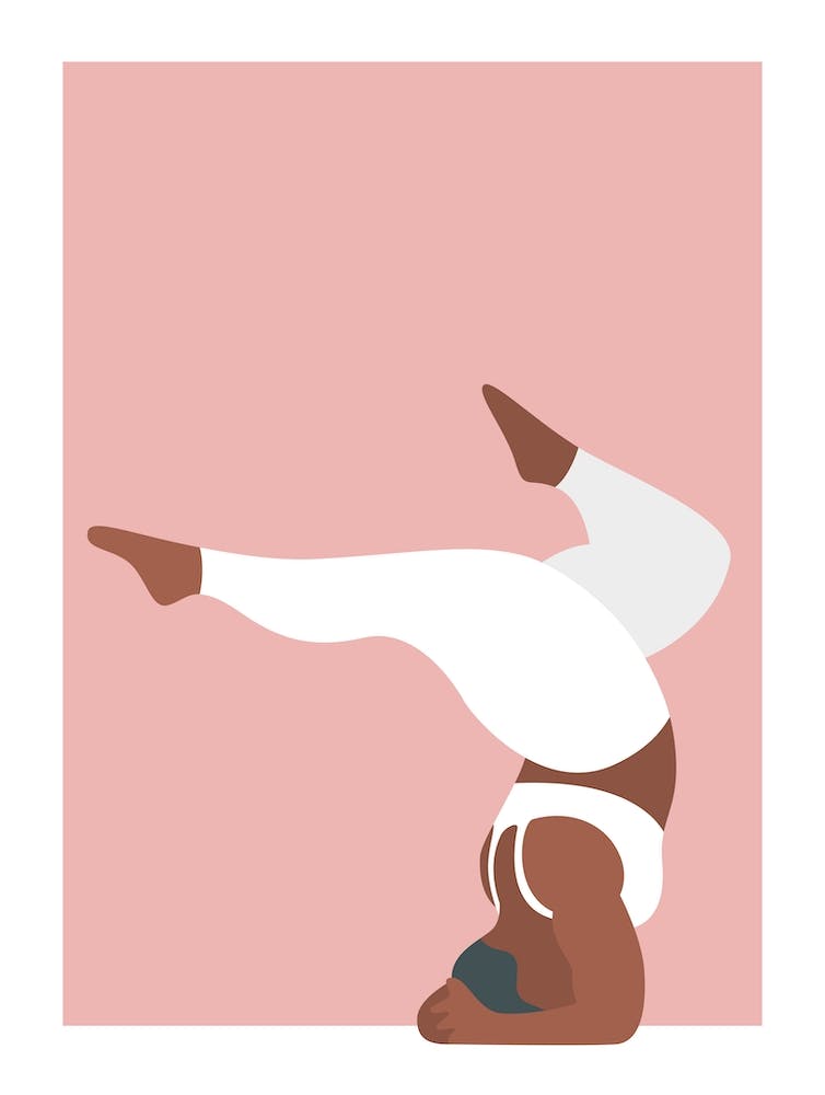 Large woman yoga pose in pink