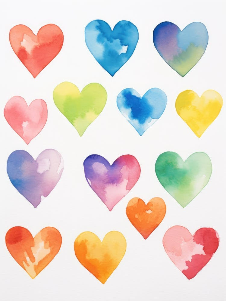 Watercolor Hearts 9