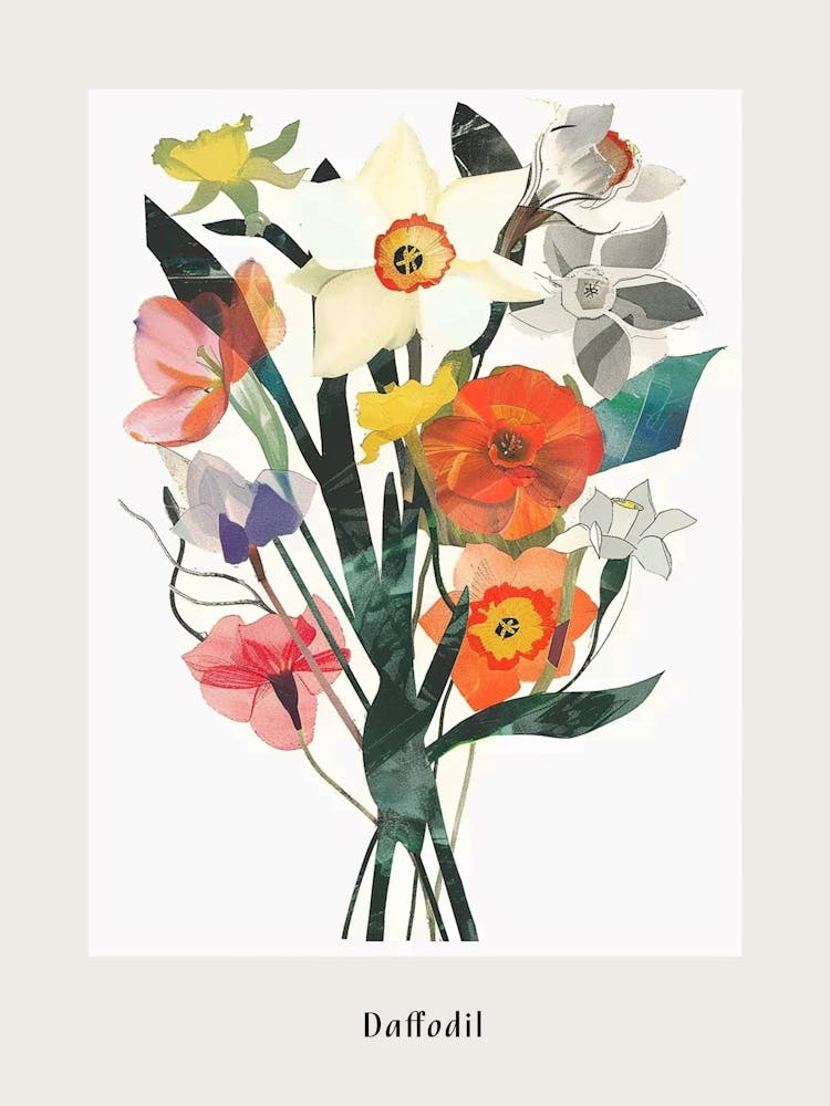 Daffodil 4 Collage Flower Bouquet Poster