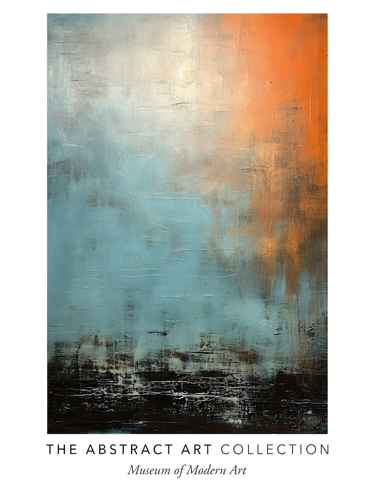 Orange And Teal Abstract Painting 3 Exhibition Poster