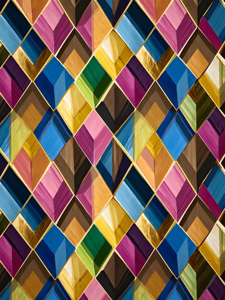 Vibrant Geometric Diamond Pattern Print - Colorful Abstract Wall