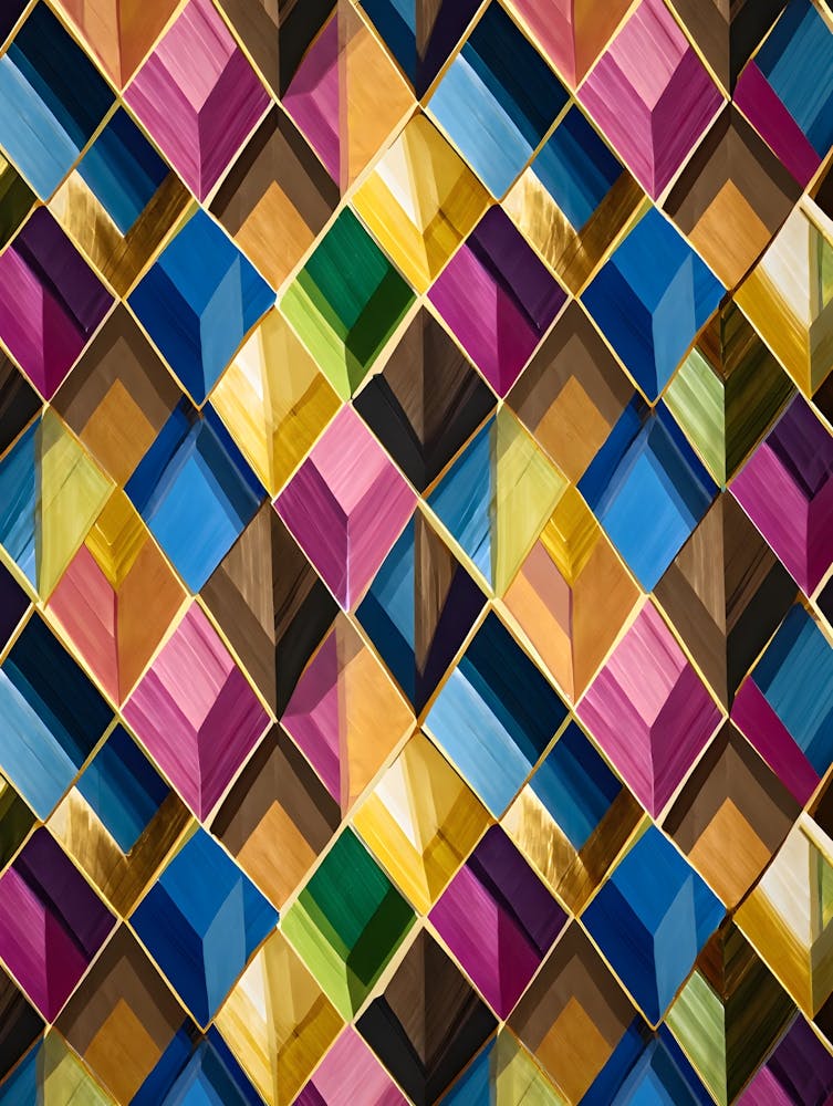 Vibrant Geometric Diamond Pattern Print - Colorful Abstract Wall