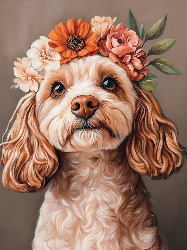 Cockapoo Cavapoo Boho Flower Girl Neutral