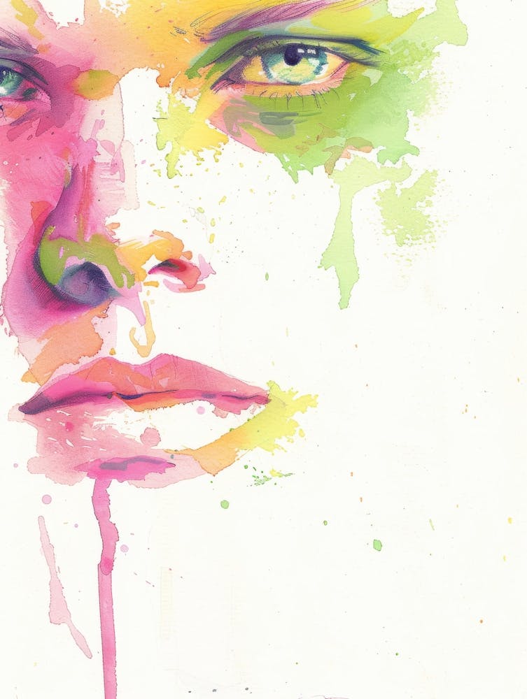 Watercolor Of A Woman'S Face