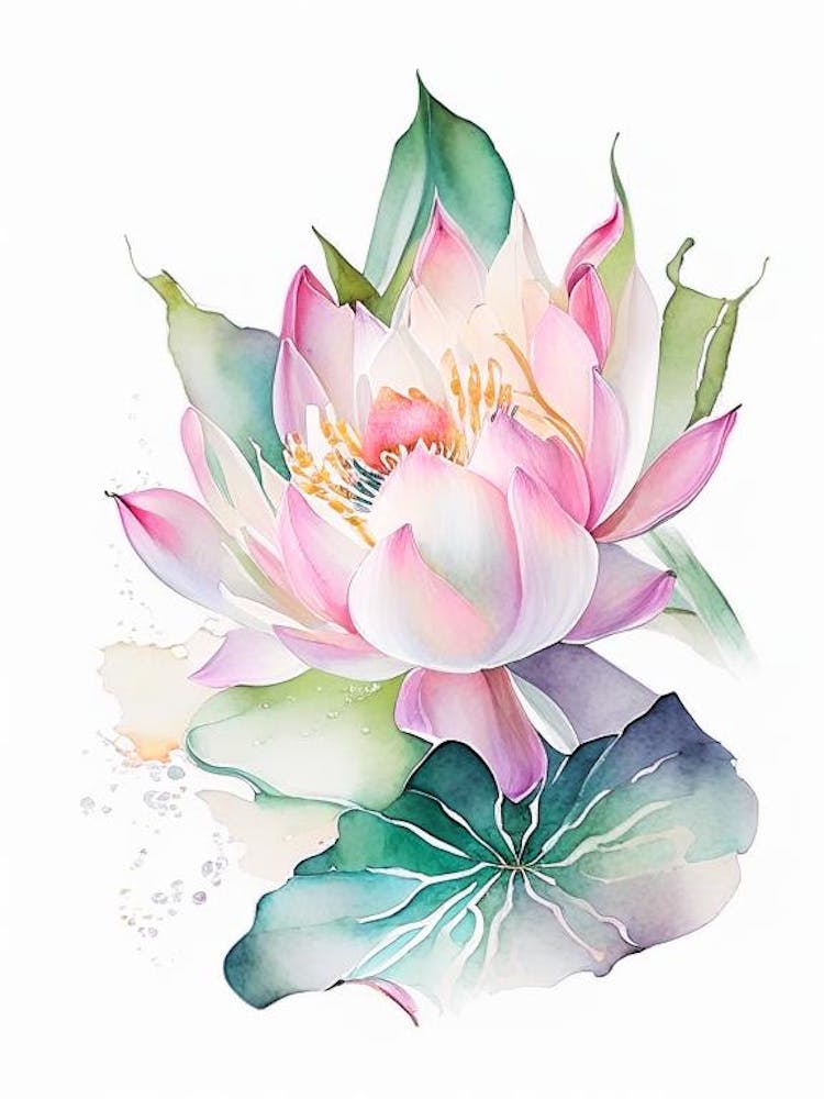 Lotus Flower Bouquet Watercolour 1