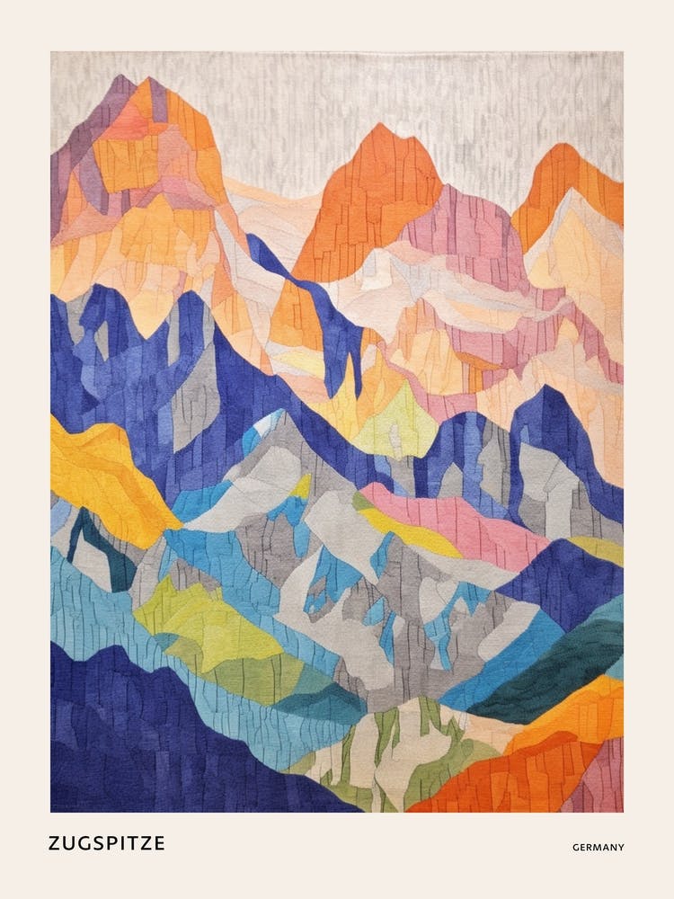 Zugspitze Germany 1 Colourful Mountain Illustration Poster