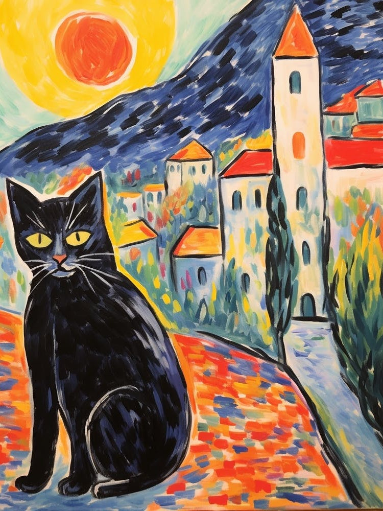 Painting Of A Cat In Gubbio Italy 1