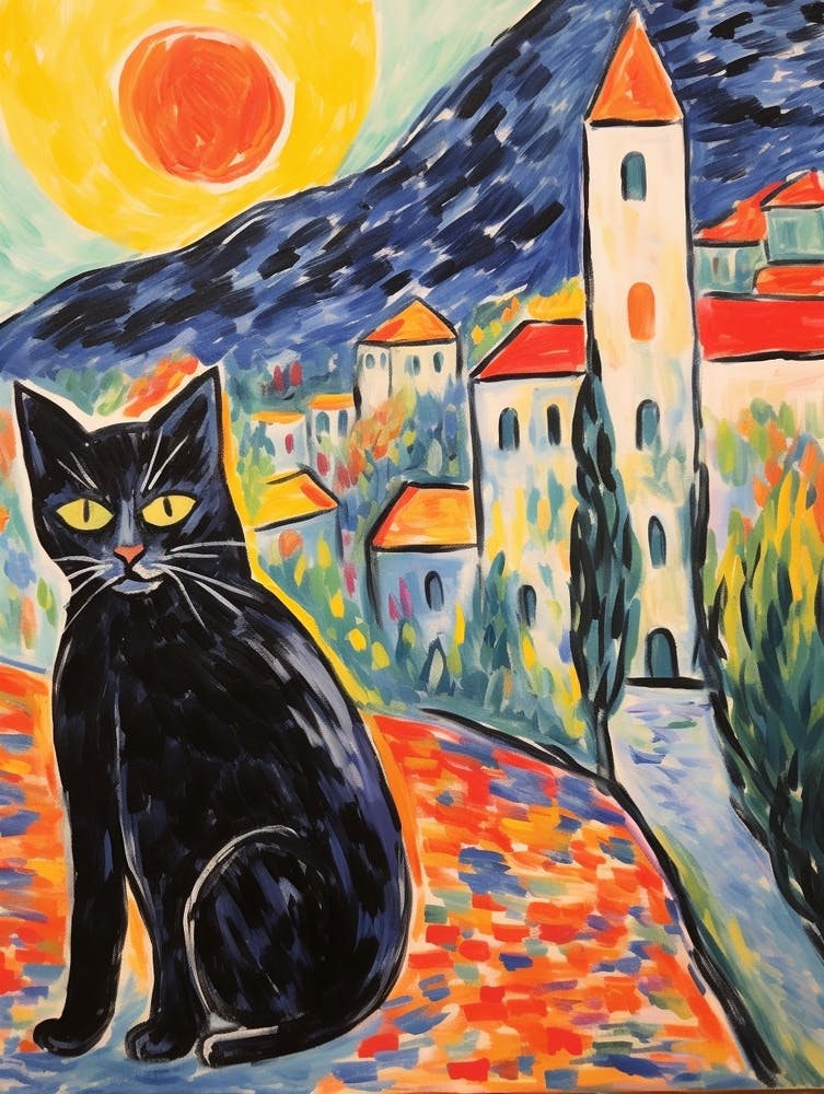 Painting Of A Cat In Gubbio Italy 1