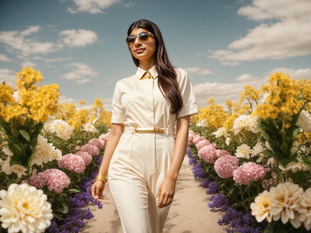 woman in Flower Field