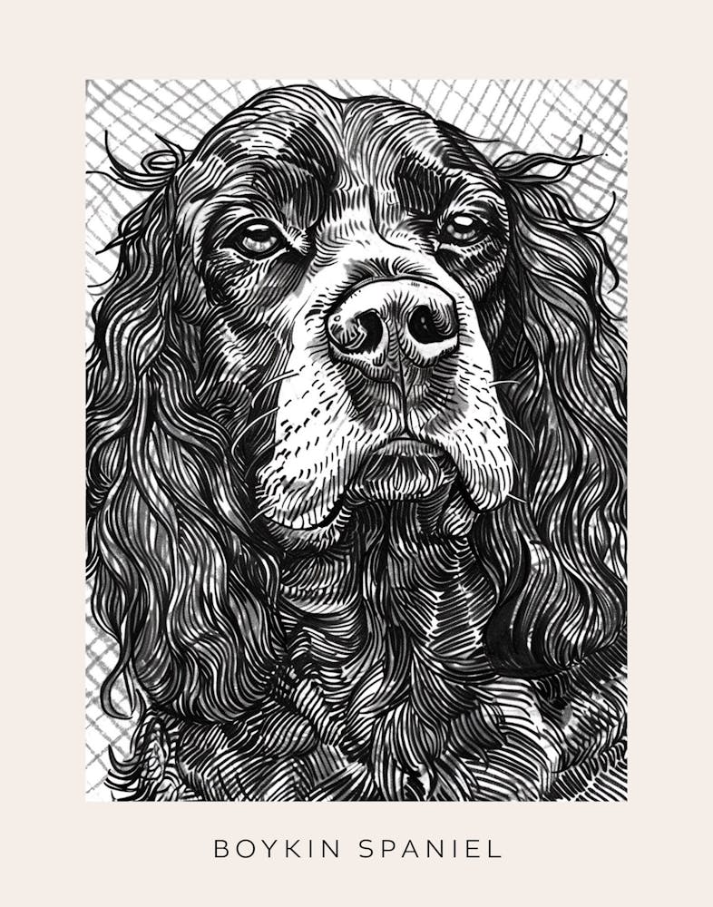 Boykin Spaniel Dog Line Art 4 Poster