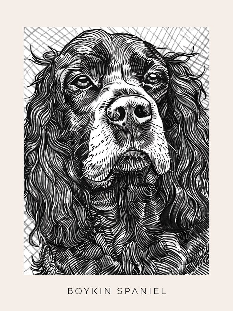 Boykin Spaniel Dog Line Art 4 Poster