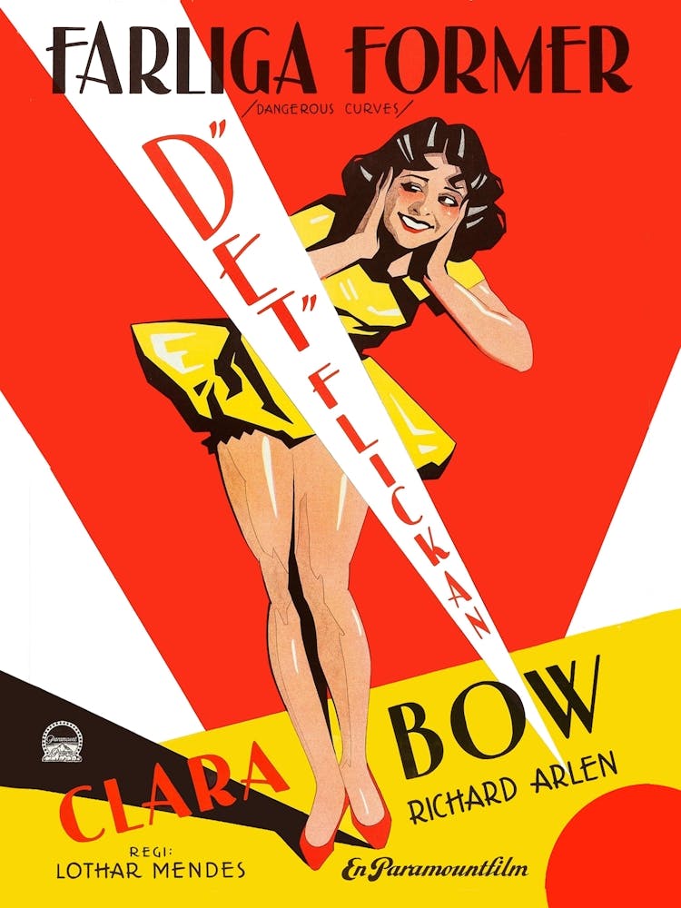 Dangerous Curves, Clara Bow, Drama, Swedish Movie Poster, 1929