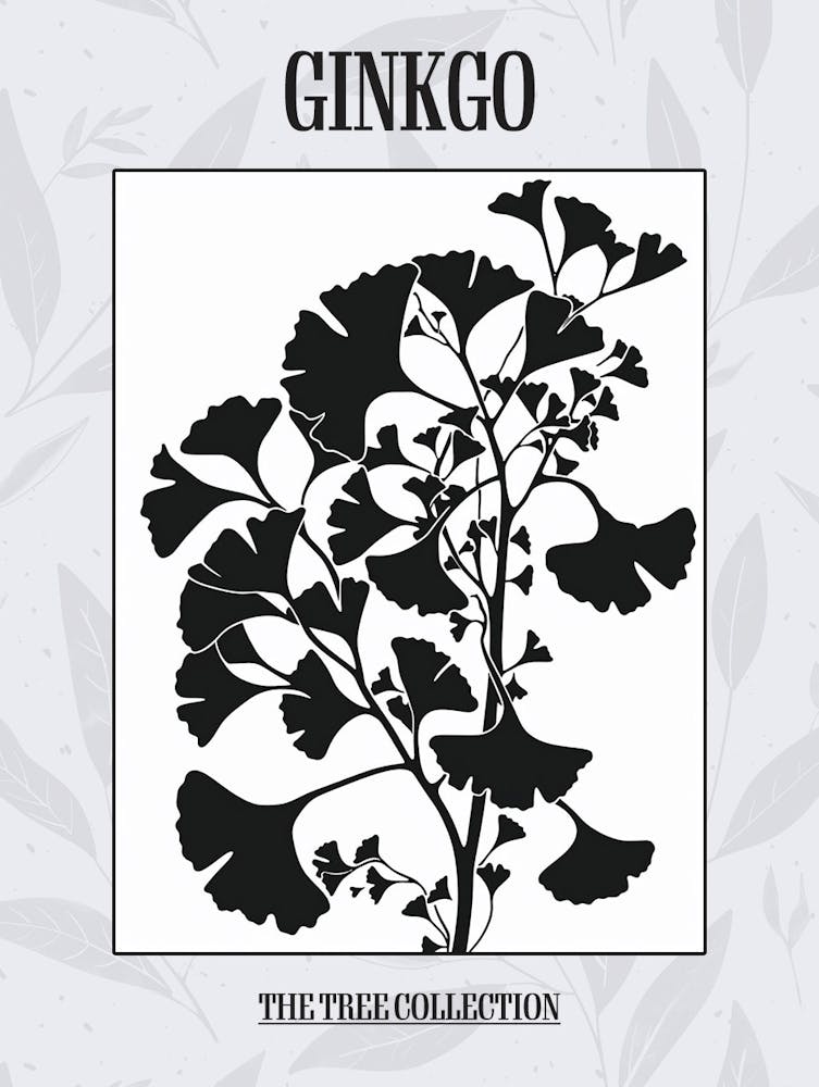 Ginkgo Tree Simple Geometric Nature Stencil 3 Poster