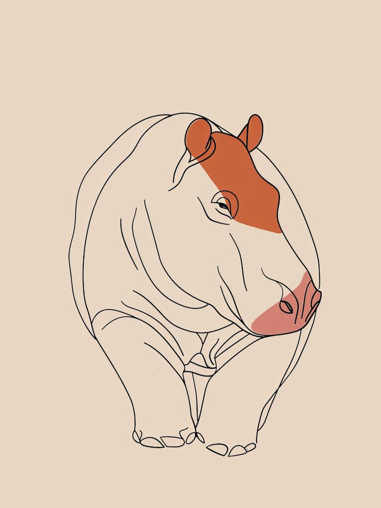 Hippo - Boho, Line Art 1